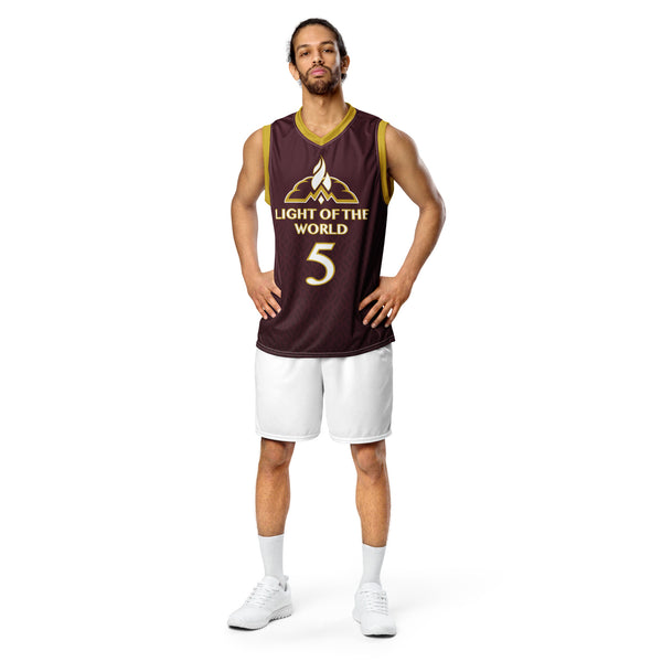 Light Of The World - Recycled Unisex Basketball Jersey (Burgundy)