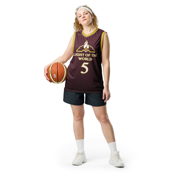 Light Of The World - Recycled Unisex Basketball Jersey (Burgundy)