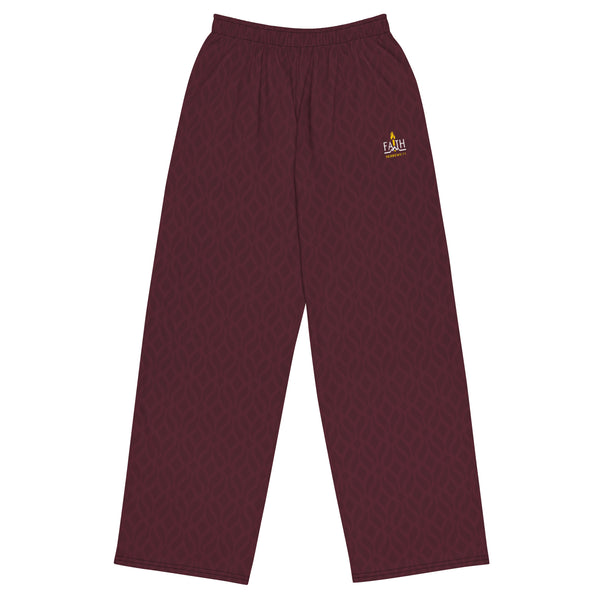 FAITH - Unisex Wide-leg Pants (Burgundy)