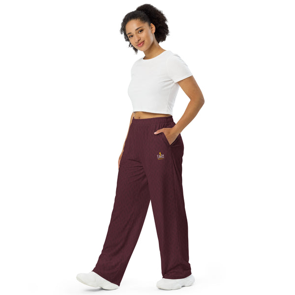 FAITH - Unisex Wide-leg Pants (Burgundy)