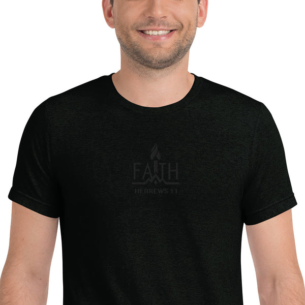 FAITH - Signature Embroidered Logo - Unisex Short Sleeve T-Shirt (Black/Black)